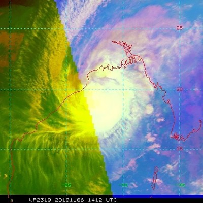 Cyclone Bulbul location captured on Satellite which is currently located closer to Odisha coast