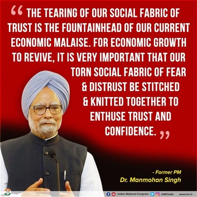 Dr. Manmohan Singh argues that the real reason our economy is perishing is because of the BJP govt's "mala-fide unless proven otherwise doctrine of governance" - whereby the govt believes economic participants have deceitful intent unless they can prove otherwise. 