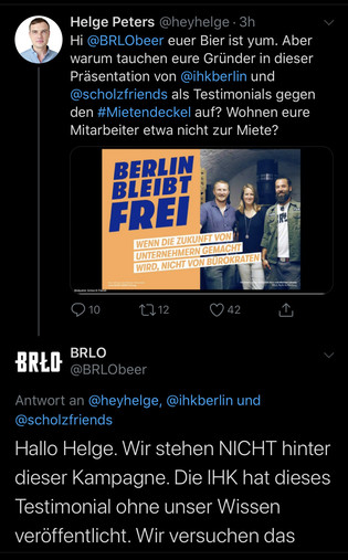 Kampagnen Entwurf einer Agentur zum Mietendeckel in Berlin mit BRLO Berlin als testimonial