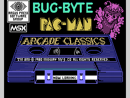 Bug-Byte tape loading screen for Pac-Man on the MSX.