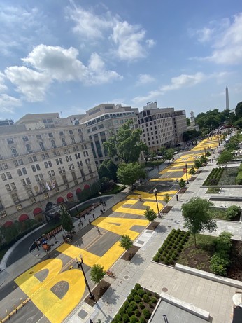 "Black Lives Matter" painted in permanent road paint on 16th St in DC, behind the white house. 