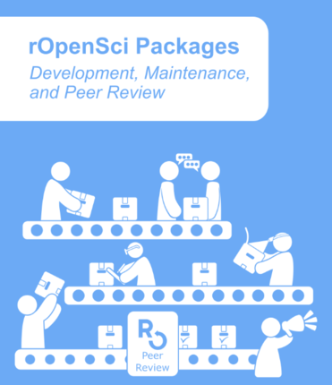 Book cover showing assembly line chain of people handling packages
