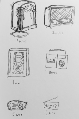 Ink sketches of radios