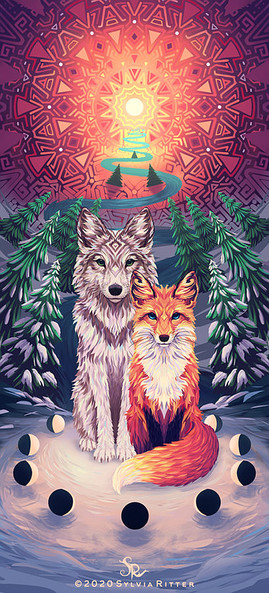 Per Aspera Ad Astra. A fox and a wolf are on a journey together through harsh climate conditions along a river and through a forest. From the moon to the sun.