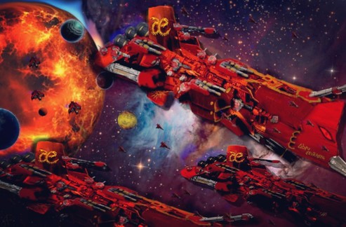 Kalshodar Cruisers around planet Hephaestean in the Centaurean Arm of the galaxy