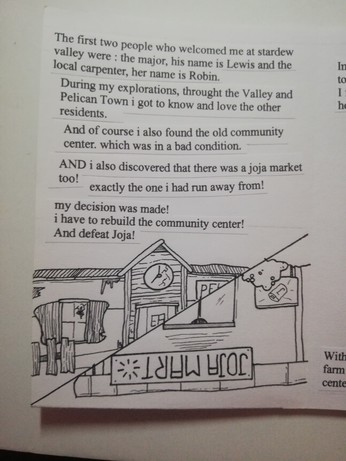 A split screen of an old community center and an supermarket 