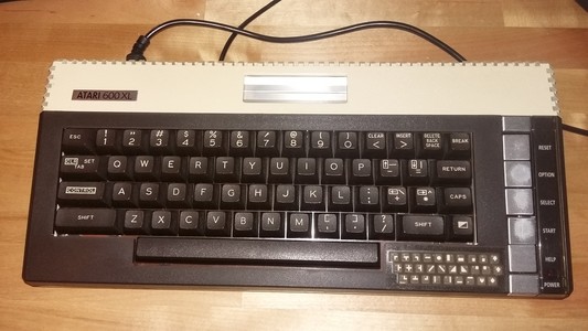 Closeup of the Atari 600XL keyboard.