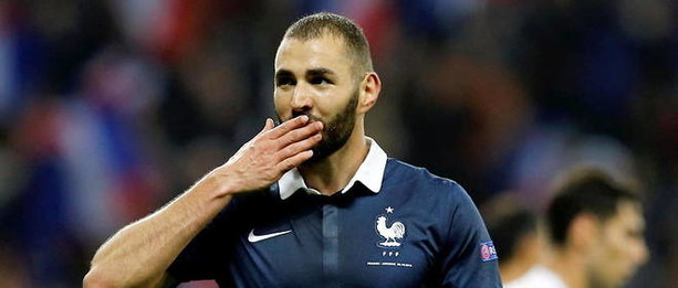 Karim Benzema sous le maillot de l'équipe de France, en 2015.