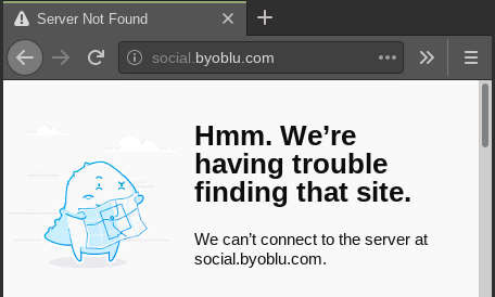Dinosaur with map having trouble finding social byoblu dot com website