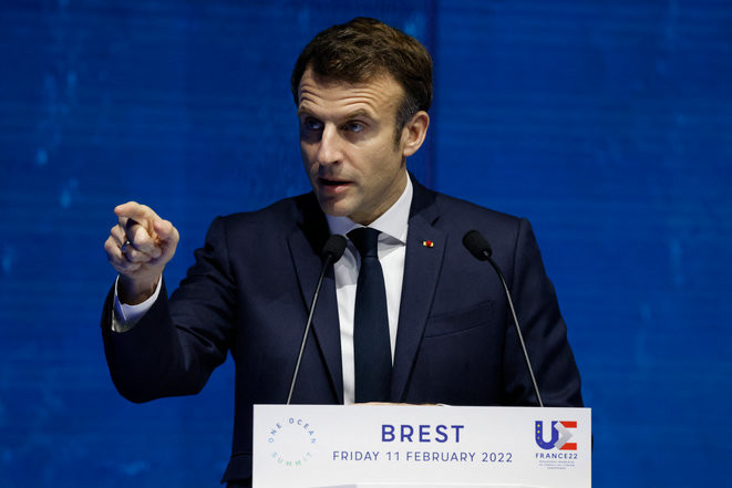 Emmanuel Macron le 11 février 2022. © Ludovic Marin / Pool / AFP