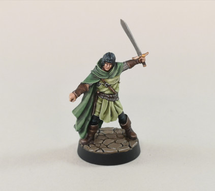 Image is of a 28mm miniature of Chadda Darkmane from the Fighting Fantasy game books