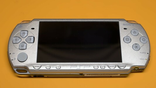 A silver PSP-2000.