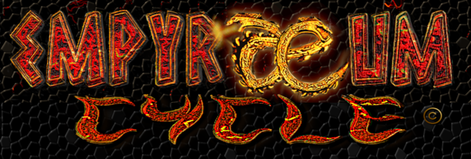 Updated Logo for The Empyraeum Cycle...flame and heat motifs dominate the glowing hot letters