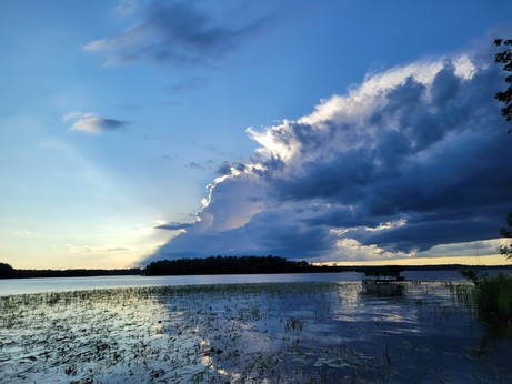 clouds, lake, and islands