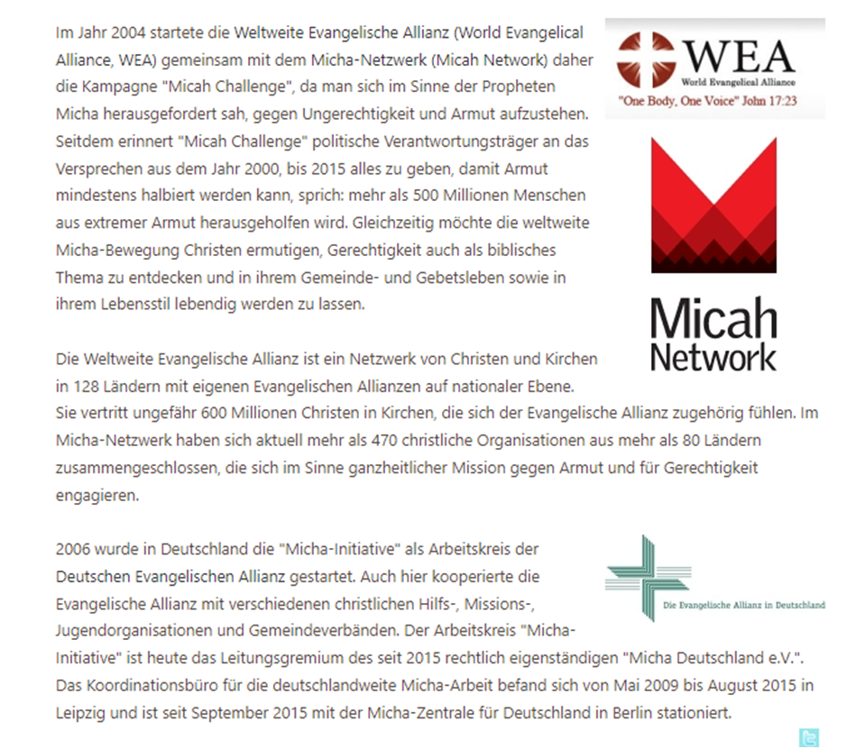 Screenshot bestätigt die Zusammenarbeit mit der Weltweiten Evangelischen Allianz und Deutschlandweit mit der Deutsche Evangelische Allianz.
