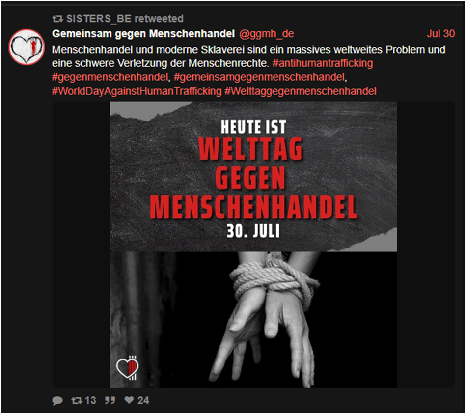 Sisters_BE retweetete am 30.Juli 2022 einen Tweet von Gemeinsam gegen Menschenhandel.