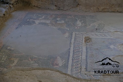 Bodenmosaik im nahegelegenen Badehaus. 