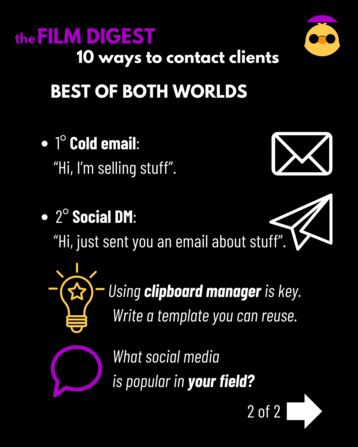 Best of both worlds is:
1° Cold email: “Hi, I’m selling stuff”.
2° Social DM: “Hi, just sent you an email about stuff”.