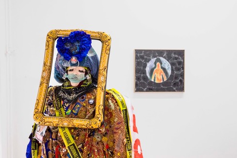 Foreground:  Daniel Lismore "Hacktivist" (2022) 
Background: Daniel Richter "Untitled" (2022) 

Photo by: Moritz Haase