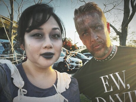 My coworker and I in Halloween ghost makeup
