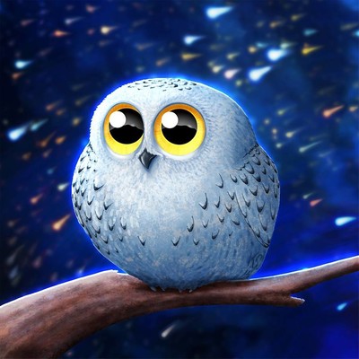 Snowy Owly (Painting of a cute and very round Snowy Owl)