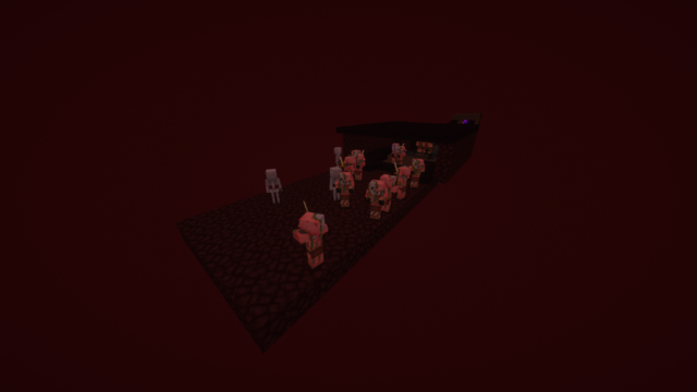 Very simple single platform nether #OneBlock farm showing spawned piglins and skeletons, to get some gold and other nether resources.