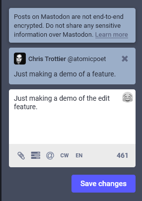 Compose box editing.