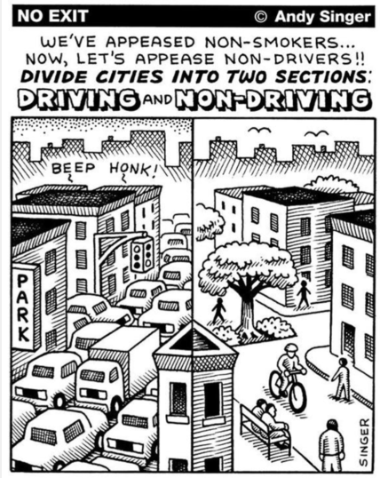 Divide cities in driving and non-driving areas