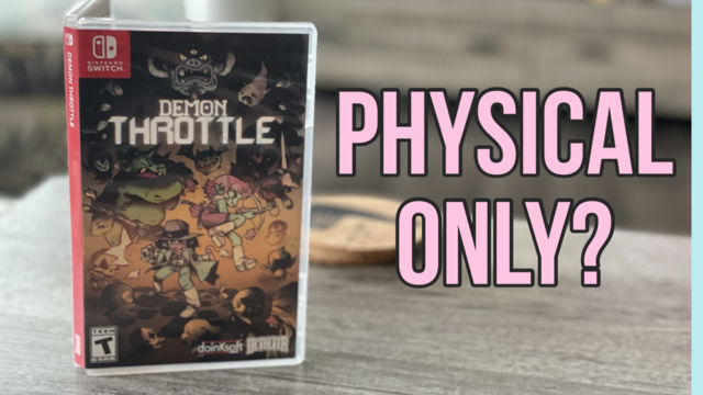 A cover of Demon Throttle for Nintendo switch with the caption “Physical Only?”