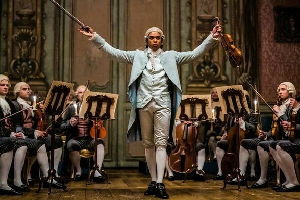 Kelvin Harrison Jr as Joseph Bologne, Chevalier de Saint-Georges in the new biopic film called Chevalier coming to the US in 2023.