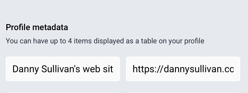 Text from the Profile Metadata section of Edit Profile