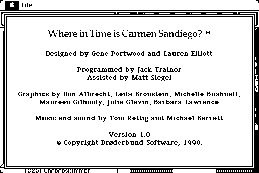 about box screenshot from "Where in Time is Carmen Sandiego"