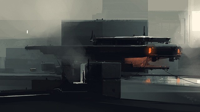 Concept art, dark futuristic cityscape 