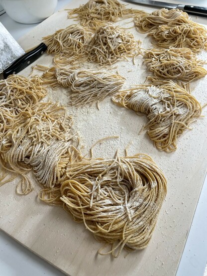 #HomeMade  #WholeGrainPasta just out of the cutter.