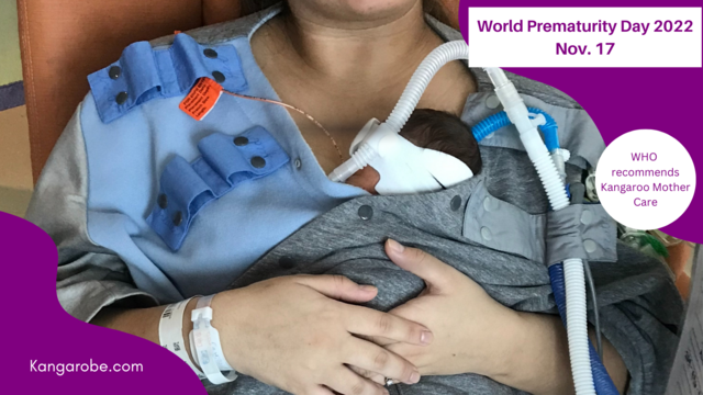 mother holding a premature baby who is on CPAP oxygen therapy