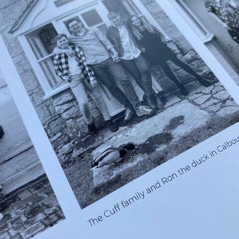 Close-up of Ron the duck in the book