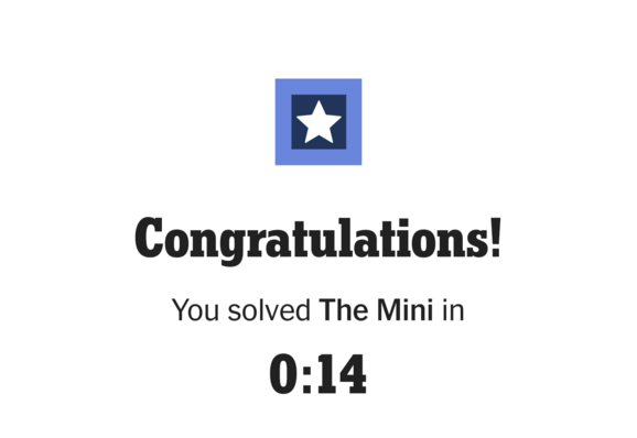New York Times Mini solved in 0:14 seconds