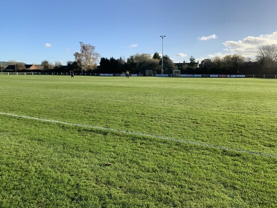 The pitch at Moreton Rangers, looks good despite the recent rain.