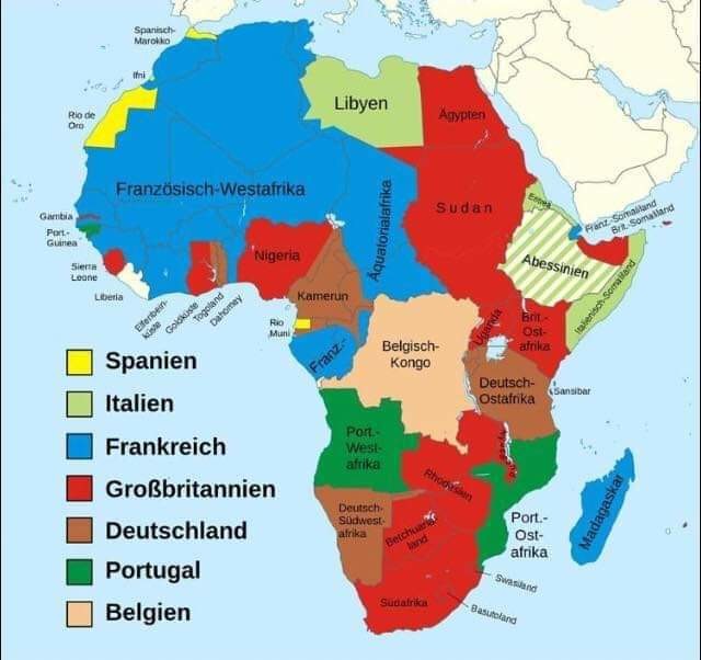Karte der Kolonien in Afrika.