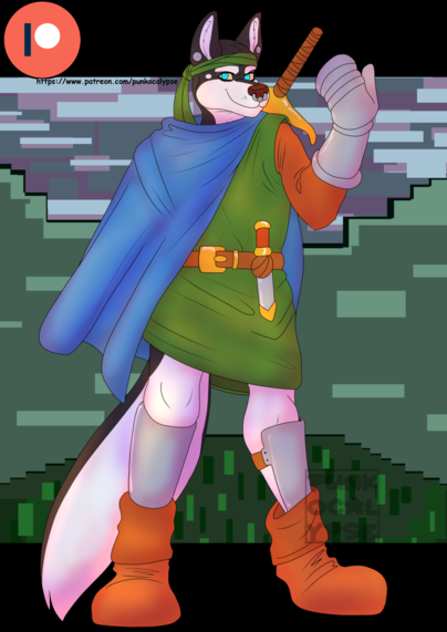 Dog furry cosplaying as Max from Sega Genesis' Shining Force
