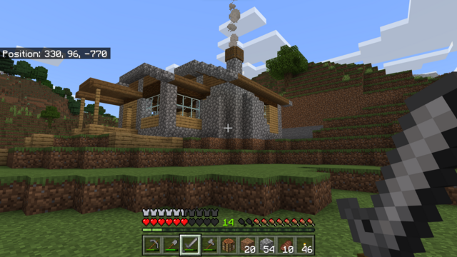 A simple starter house in Minecraft.