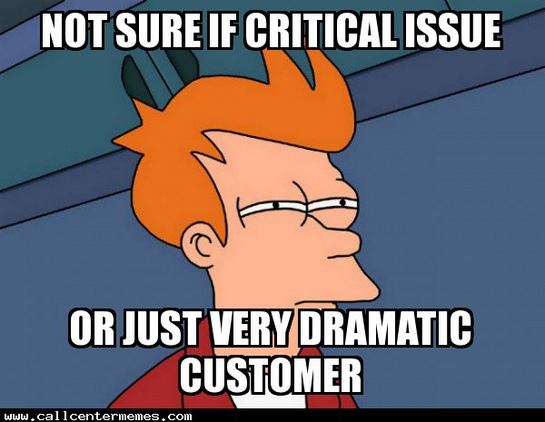 Fry from Futurama: Not sure if critical issue or just very dramatic customer