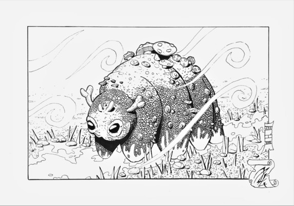 Dessin d'une mignonne créature mi-grenouille mi-tardigrade