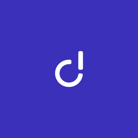 Logo Dorik, a white lowercase d on blue background.