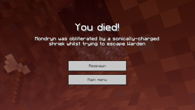 You died!

Mondryn was obliterated by a sonically-charged shriek whilst trying to escape Warden