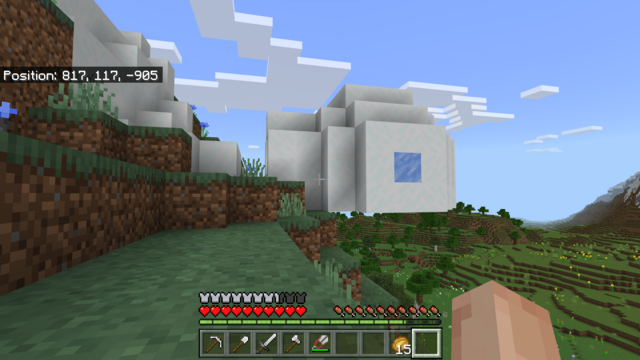 Igloo floating over the edge of a cliff.