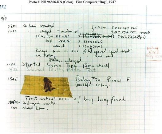 Photo of the first ever computer bug