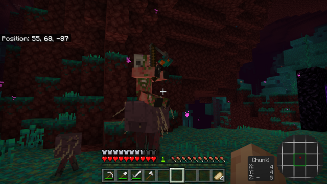 Zombified piglin riding a strider.