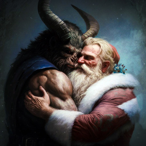 Krampus has horns! Santa has a beard! They both are secure in their masculinity!