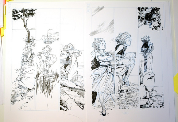 process artwork - inks for a comics page